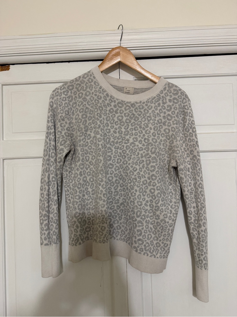 Light Gray Leopard Print Crewneck Sweater